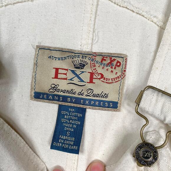 Vtg Jeans by Express 90s Floral Cottagecore Overall Romper Playsuit SZ S - Picture 7 of 7